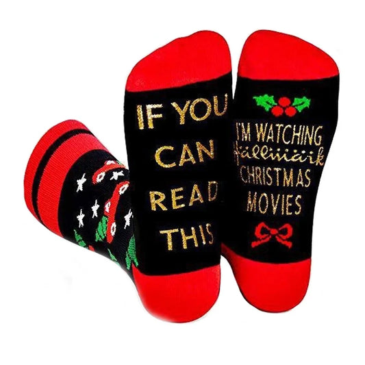 Winter I'm Watch CHRISTMAS MOVIES Gold Pink Letter CHRISTMAS Stocking