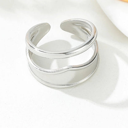 304 Stainless Steel 18K Gold Plated Minimalist Classic Style Asymmetrical Plating Solid Color Rings