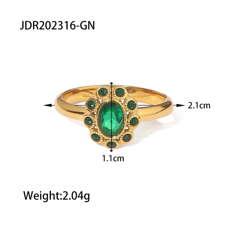 IG Style Geometric 304 Stainless Steel Artificial Pearls Zircon 18K Gold Plated Inlay Open Rings Rings