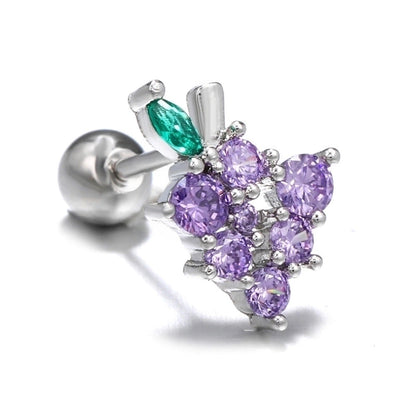 Ear Cartilage Rings & Studs Fashion Fruit Brass Artificial Gemstones