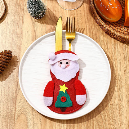 Christmas Cute Santa Claus Snowman Elk Nonwoven Party Festival Cutlery Bag