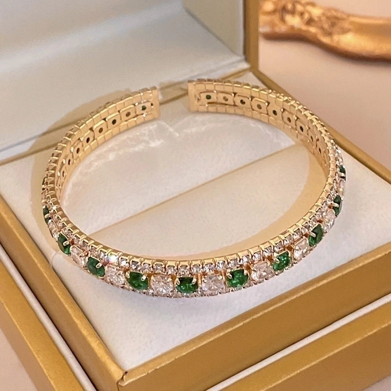 Minimalist Letter Solid Color Copper Zircon Bangle In Bulk