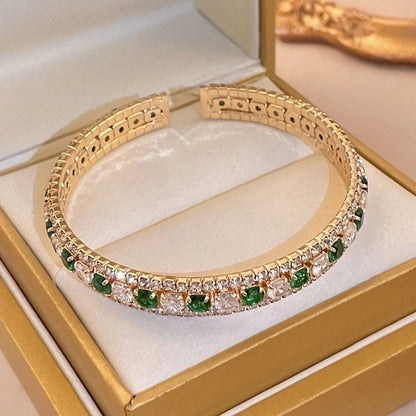 Minimalist Letter Solid Color Copper Zircon Bangle In Bulk