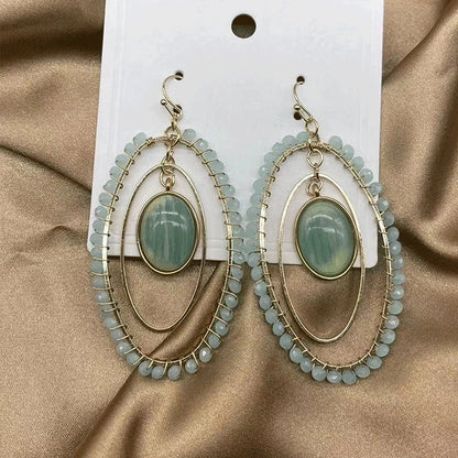 2 Pieces Minimalist Commute Geometric Inlay Copper Zircon Drop Earrings