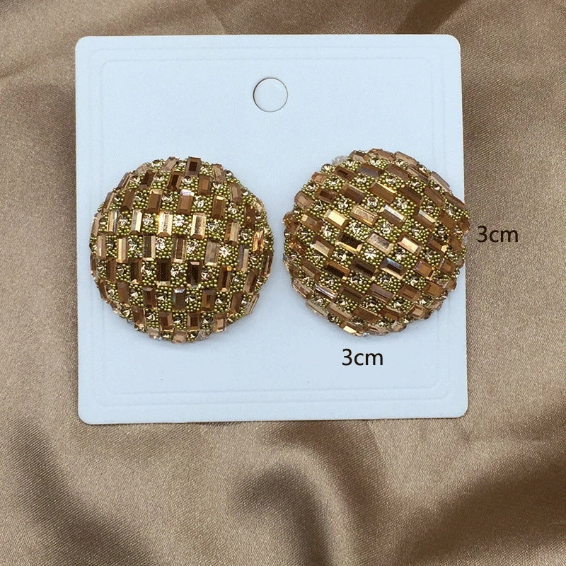 2 Pieces Minimalist Commute Geometric Inlay Copper Zircon Drop Earrings