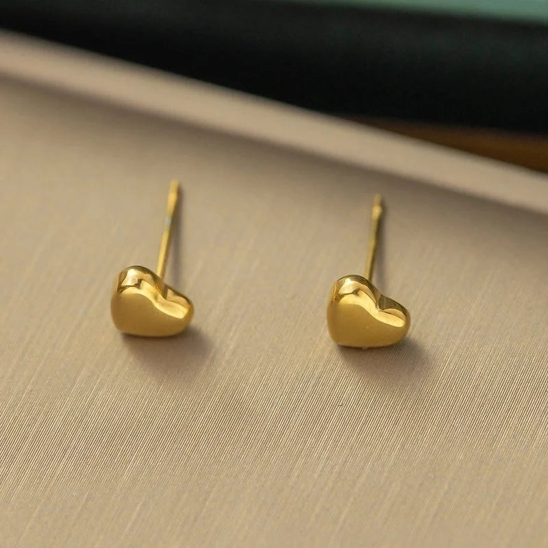 1 Pair Sweet Minimalist Heart Shape Bow Knot Shell Plating Titanium Steel Drop Earrings