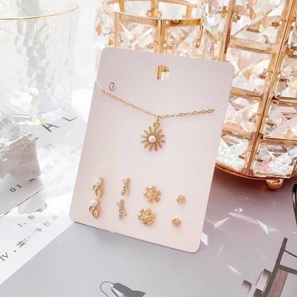 New Crystal Christmas Clavicle Chain Alloy Short Necklace Earring Set