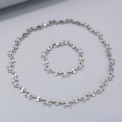 Minimalist Butterfly 304 Stainless Steel 18K Gold Plated Bracelets Necklace