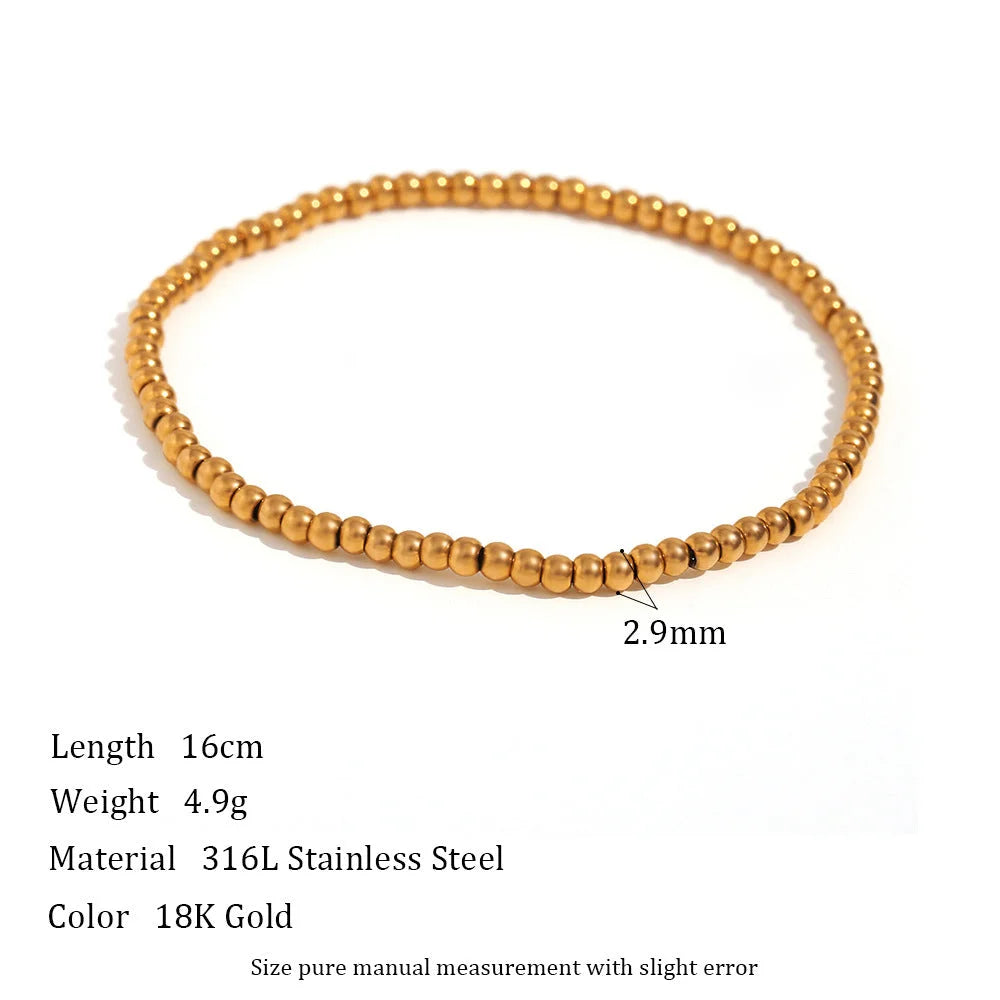 Women Fashion Round Geometric Stainless Steel 18K Gold Plated Bracelets