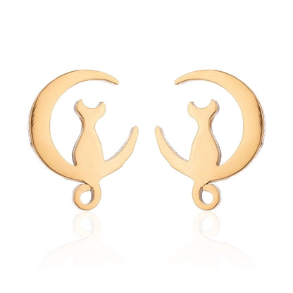 Minimalist Christmas Tree Heart Shape Elk Stainless Steel Plating Hollow Out Ear Studs 1 Pair