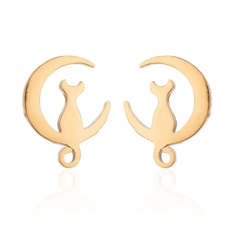 Minimalist Christmas Tree Heart Shape Elk Stainless Steel Plating Hollow Out Ear Studs 1 Pair