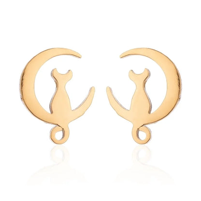 Minimalist Christmas Tree Heart Shape Elk Stainless Steel Plating Hollow Out Ear Studs 1 Pair