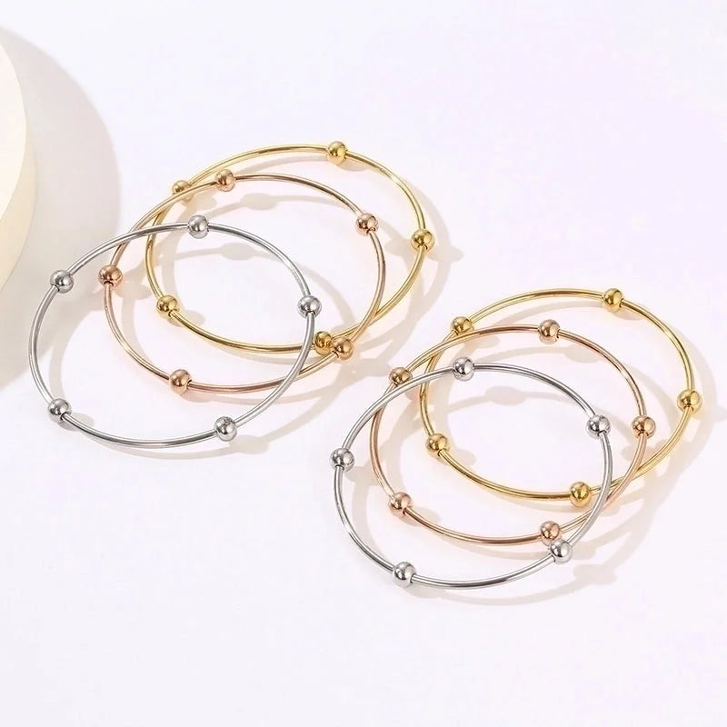 Minimalist Streetwear Solid Color Stainless Steel 18K Gold Plated Bangle In Bulk