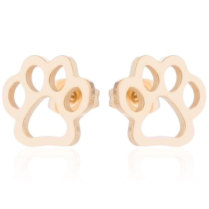 1 Pair Fashion Paw Print 304 Stainless Steel 18K Gold Plated Ear Studs
