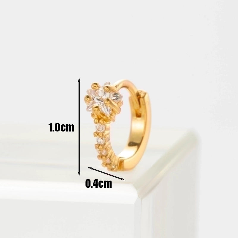 Fashion Flower Inlaid Zircon Copper Earrings