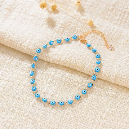 Retro Devil's Eye Copper Plating Unisex Bracelets Anklet Necklace