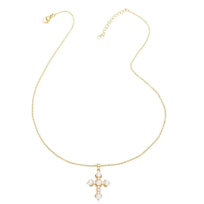 Copper Bamboo Necklace 18K Gold Plated Plating Inlaid Shell Cross Virgin Mary Pendant Necklace