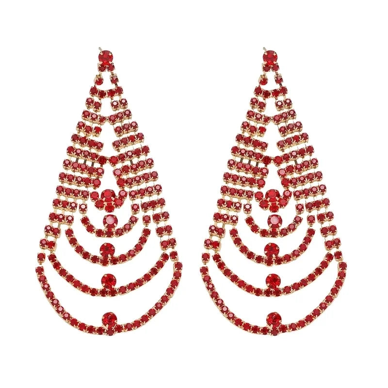 1 Pair Shiny Christmas Tree Inlay Copper Rhinestones Drop Earrings