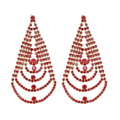 1 Pair Shiny Christmas Tree Inlay Copper Rhinestones Drop Earrings