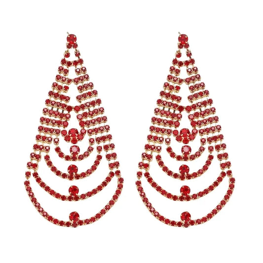 1 Pair Shiny Christmas Tree Inlay Copper Rhinestones Drop Earrings