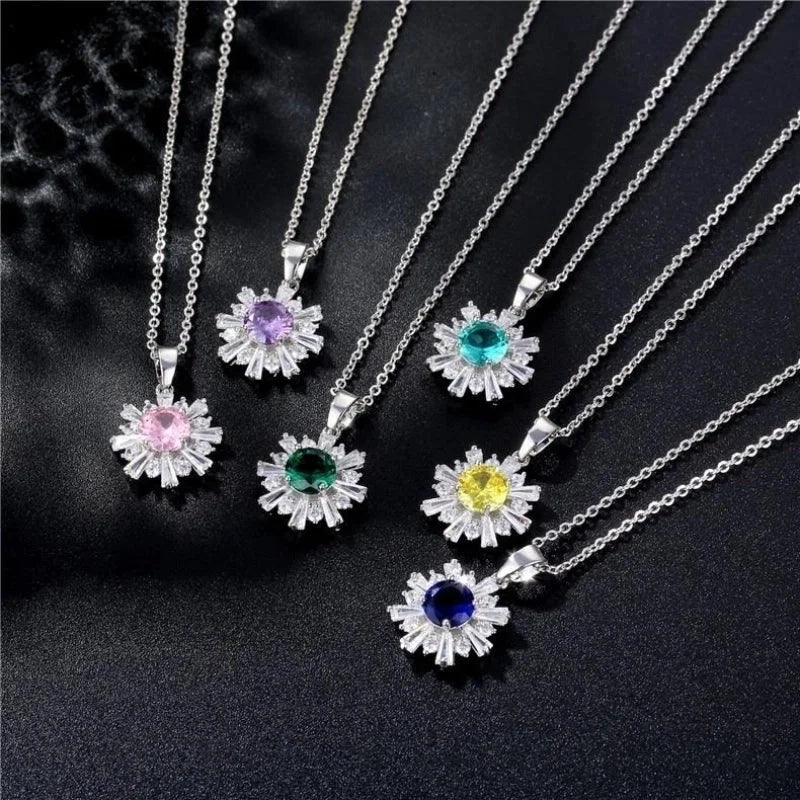 Copper Rhodium Plated Plating Inlay Flakes Snowflake Zircon Earrings Necklace