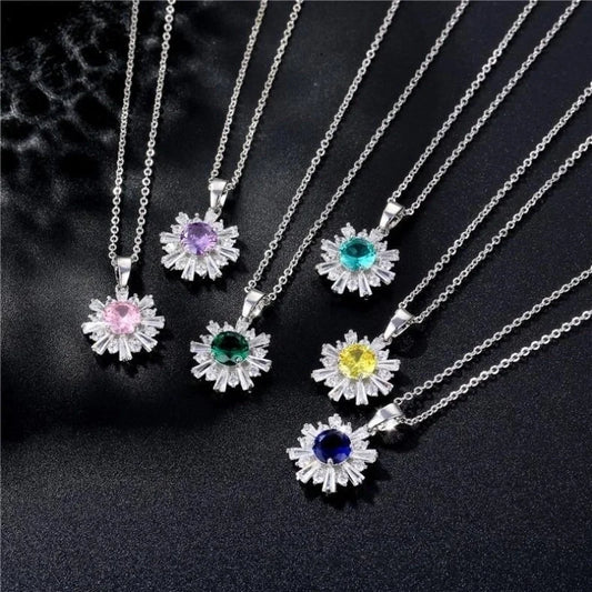Copper Rhodium Plated Plating Inlay Flakes Snowflake Zircon Earrings Necklace