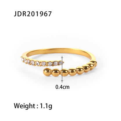Women IG Style Polka Dot Geometric Stainless Steel 18K Gold Plated Rings