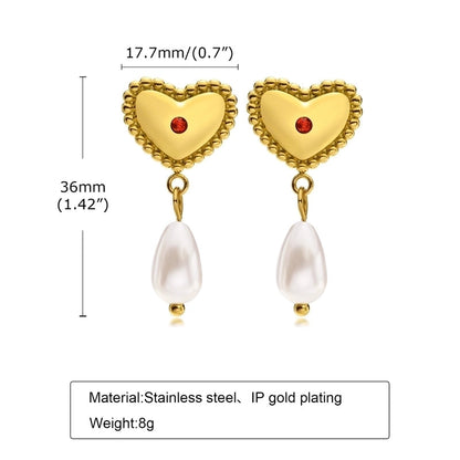1 Pair Retro Geometric 201 Stainless Steel Gold Plated Drop Earrings
