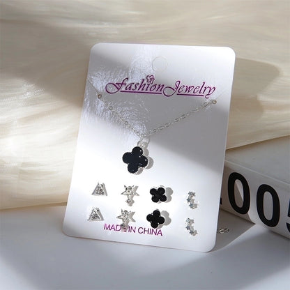 New Crystal Christmas Clavicle Chain Alloy Short Necklace Earring Set