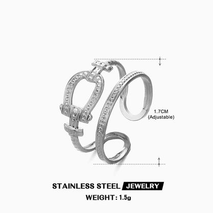 304 Stainless Steel 18K Gold Plated IG Style Plating Cross Open Rings