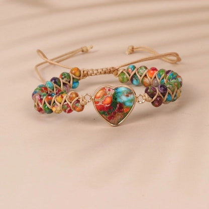 1 Piece Minimalist Heart Shape Turquoise Glass Knitting Bracelets