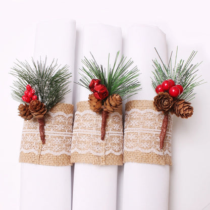 Cute Christmas Tree Santa Claus Alloy Napkin Rings 1 Set Of 6