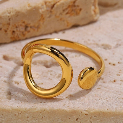 Elegant Minimalist Classic Style Solid Color 304 Stainless Steel Zircon Inlay Open Rings