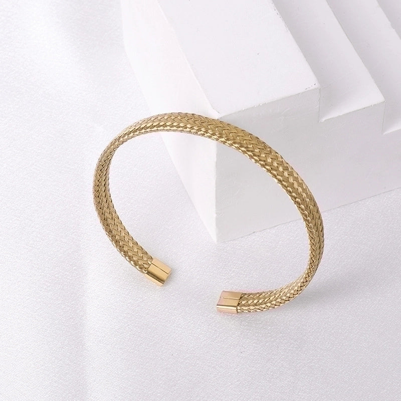 Casual Minimalist Solid Color Stainless Steel Plating Bangle