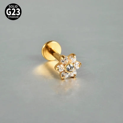2 Pieces 3 Pieces Lip Rings Casual Elegant Vacation Triangle Flower G23 Titanium Zircon Zircon 18K Gold Plated Lip Rings Ear Cartilage Rings & Studs
