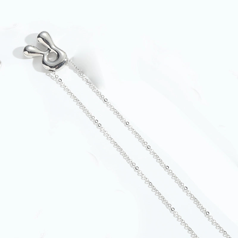 Copper White Gold Plated Letter Pendant Necklace