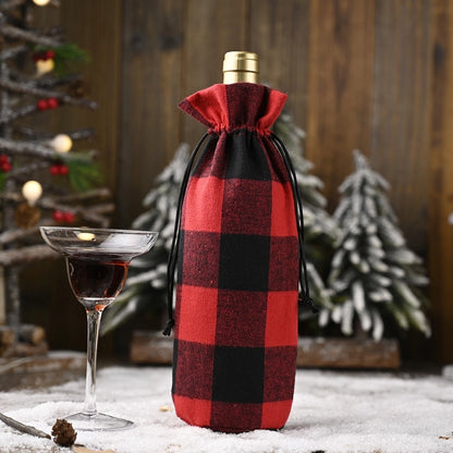 Christmas Decorations Red And Black Large Lattice Wine Bottle Cover