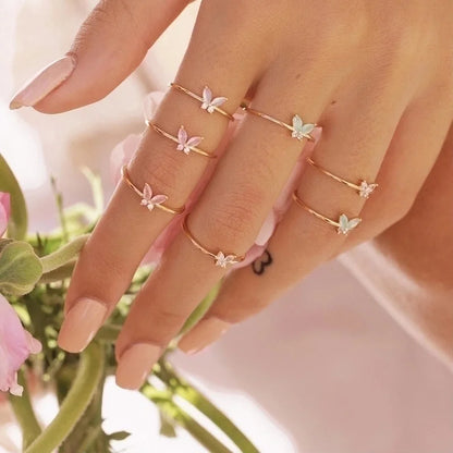 Fashion Geometric Copper Zircon Rings In Bulk