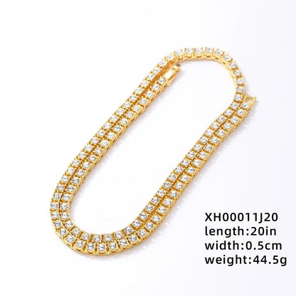 Copper Hip-Hop Inlay Round Zircon Bracelets Necklace