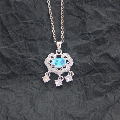 10 Pieces Casual Elegant Basic Moon Heart Shape Bow Knot Titanium Steel Copper Zircon Plating Inlay Pendant Necklace