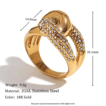 Elegant Retro Geometric 316L Stainless Steel 18K Gold Plated Rings