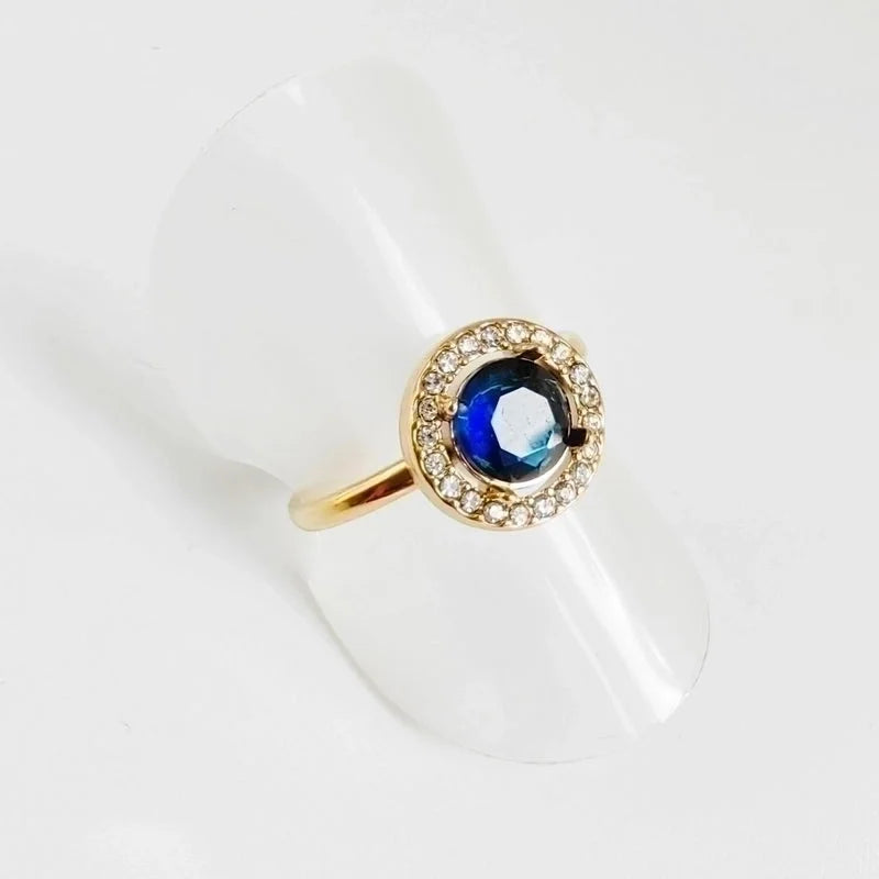 304 Stainless Steel Titanium Steel 18K Gold Plated Minimalist Round Oval Rhinestones Zircon Open Rings