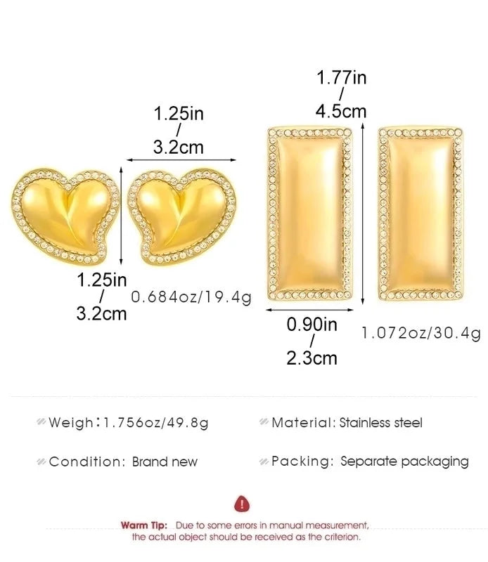 1 Pair Casual Minimalist Streetwear Geometric Plating 304 Stainless Steel Drop Earrings