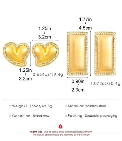 1 Pair Casual Minimalist Streetwear Geometric Plating 304 Stainless Steel Drop Earrings