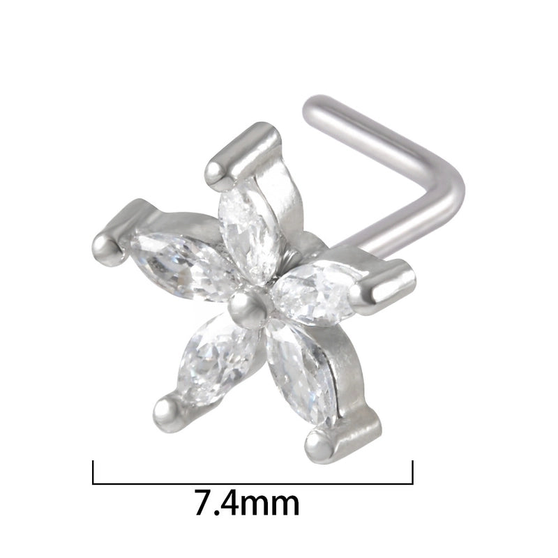 2 Pieces Nose Rings & Studs Streetwear Moon Heart Shape Butterfly 304 Stainless Steel Copper Zircon Inlay Zircon