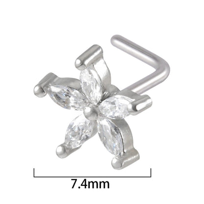 2 Pieces Nose Rings & Studs Streetwear Moon Heart Shape Butterfly 304 Stainless Steel Copper Zircon Inlay Zircon