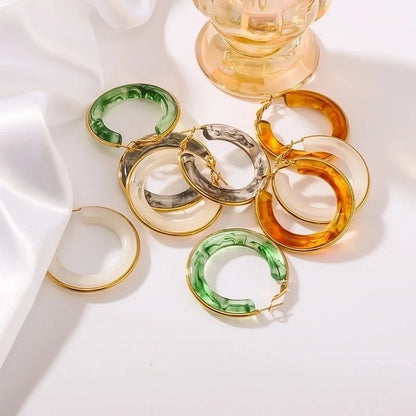 1 Pair Elegant Minimalist Classic Style Circle Multicolor Simple Plating 304 Stainless Steel 18K Gold Plated Earrings