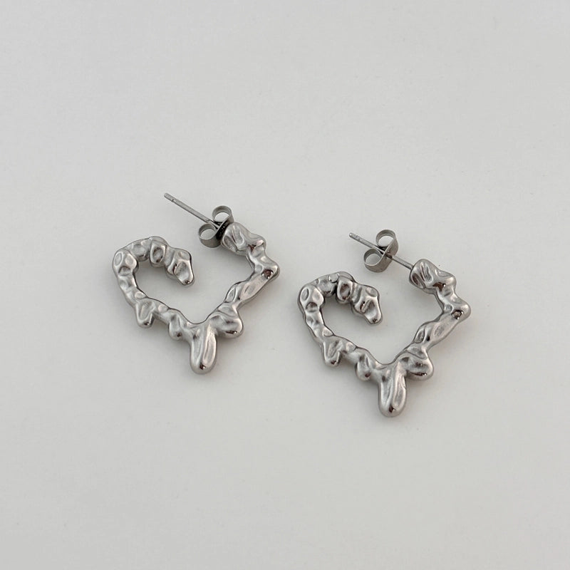 Retro Classic Style Heart Shape Titanium Steel Earrings Necklace