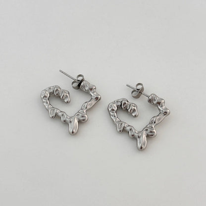 Retro Classic Style Heart Shape Titanium Steel Earrings Necklace