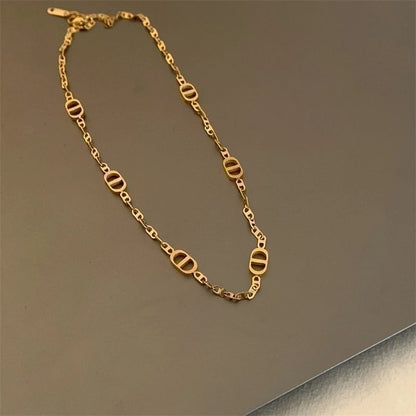 304 Stainless Steel Casual Hip-Hop Patchwork Plating Pig Nose Necklace